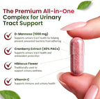 ForestLeaf D Mannose Supplements for Women & Men - D-Mannose 1000mg Capsules with Cranberry, Hibiscus & VIT C - DMannose Pills for UTI, Urinary Tract & Bladder Support - 120 Caps