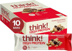 think! Protein Bars, High Protein Snacks, Gluten Free, Kosher Friendly, Chunky Peanut Butter, Nutrition Bars, 2.1 Oz per Bar, 10 Count (Packaging May Vary)