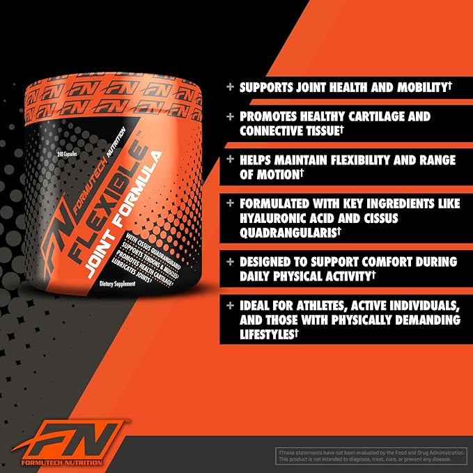 Flexible Joint Formula | Complete Support for Joints, Bones, & Connective Tissues | Promotes Uptake of Sulfates | 240 Capsules