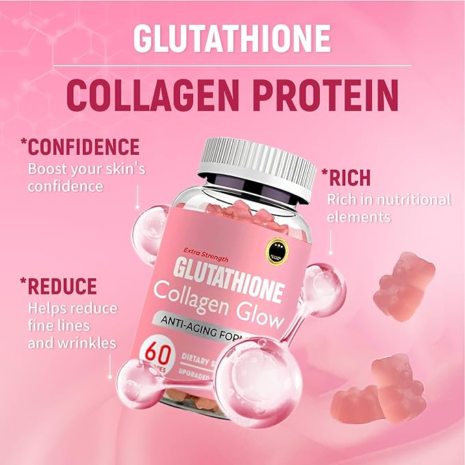 Glutathione Collagen Glow, Glutathione Collagen Glow Gummies, Korean Collagen Gummies to Rejuvenate Your Skin (3PCS)