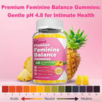 Feminine Balance Gummies for Women, Premium PH Balance Supplement with Vitamin C & D for Women's Vaginal Health & Immune Support, Vegan, Pineapple Flavor, 60 Count