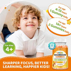 Magnesium Glycinate Gummies for Kids, Brain Supplement for Memory and Focus with Phosphatidylserine, L-Theanine, Zinc for Kids & Adults Sleep Cognition Calm, Strawberry & Banana Flavor 120ct