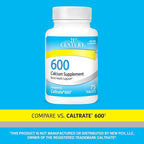 21st Century Calcium 600 mg Supplement (75 Tablets), Vegan-Friendly Bone Strength Calcium Supplement, Non-GMO & Gluten-Free Calcium Carbonate, No Artificial Flavors, Suitable for Men & Women