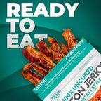 Breakfast Style Bacon Jerky, 14g Protein Per Bag, Tender & Easy to Chew Fully Cooked Bacon, USA Made, High Protein Carnivore Snacks (2 Bags)