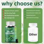 Oregano Oil Gummies 300mg | Oil of Oregano with 200mg Black Seed Oil + D3 1000IU | Organic Oregano Chewable Supplements | Carvacrol + Thymoquinone | Vegan, Non GMO | Immune & Gut Support | 60 Cts