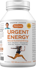 ANDREW LESSMAN Urgent Energy 60 Capsules - Provides a Safe, Healthy Means of Enhancing Energy Levels and Feelings of Well-Being, Green Tea, Guarana, Ginseng, Royal Jelly, Ashwagandha, B-Complex