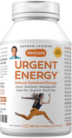 ANDREW LESSMAN Urgent Energy 60 Capsules - Provides a Safe, Healthy Means of Enhancing Energy Levels and Feelings of Well-Being, Green Tea, Guarana, Ginseng, Royal Jelly, Ashwagandha, B-Complex