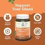 Vegan Thyroid Support Gummies with Sea Moss - Thyroid Support Gummies for Comprehensive Support for Men and Women with Iodine Selenium and Other Potent Vitamins - Gelatin-Free Non-GMO - 120 Count