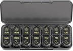 Daviky Weekly Pill Organizer 2 Times a Day, 7-Day AM PM Medicine Case, Travel-Friendly Pill Box for Fish Oils, Vitamins & Supplements