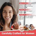 Myo-Inositol & D-Chiro Inositol Gummies, Vitamin B6 B12 & Folate for Women, Vegan, Sugar Free, Strawberry Flavor, 60 Count