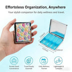 Weekly Pill Organizer, Metal Pill Box with 8 Compartments, Small Travel Pill Case for Purse Pocket, Medicine Vitamin Supplement Organizer (Paw Garden)