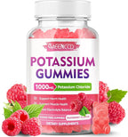 Potassium Gummies, Potassium Chloride for Adults, Sugar-Free Potassium Supplement Gummies Support Electrolyte Balance for Women & Men, Raspberry Flavor, 60 Count