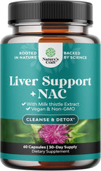 Liver Support NAC Supplement with Milk Thistle for Liver Cleanse Detox & Repair - N Acetyl Cysteine Supplement for Liver Cleanse with Turmeric, Choline, Dandelion & L-Glutathione - 60 Count