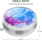 Nipichsha Pill Box, Small Pill Case for Purse & Pocket, Cute Travel Medicine Organizer, Portable Medicine Container Holder to Hold Vitamins, Medication, Fish Oil & Supplement, Blue Marble