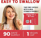Iron Supplement for Women & Men, with Vitamins C, B6, B12 & Folate for Iron Deficiency, Blood Building & Energy Support, Stomach Friendly, Better Absorption, Non-GMO, No Gluten, 90 Vegan Caps