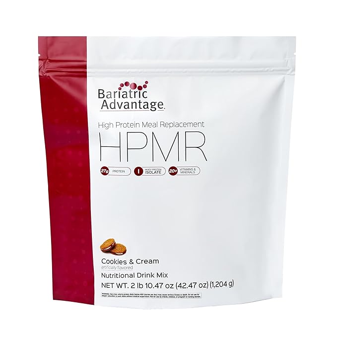 Bariatric Advantage High Protein Meal Replacement Drink Mix - Protein Powder Whey Isolate for Gastric Bypass & Sleeve Gastrectomy Patients - 28 Servings with 27 g Protein - Cookies & Cream - 43.46 oz