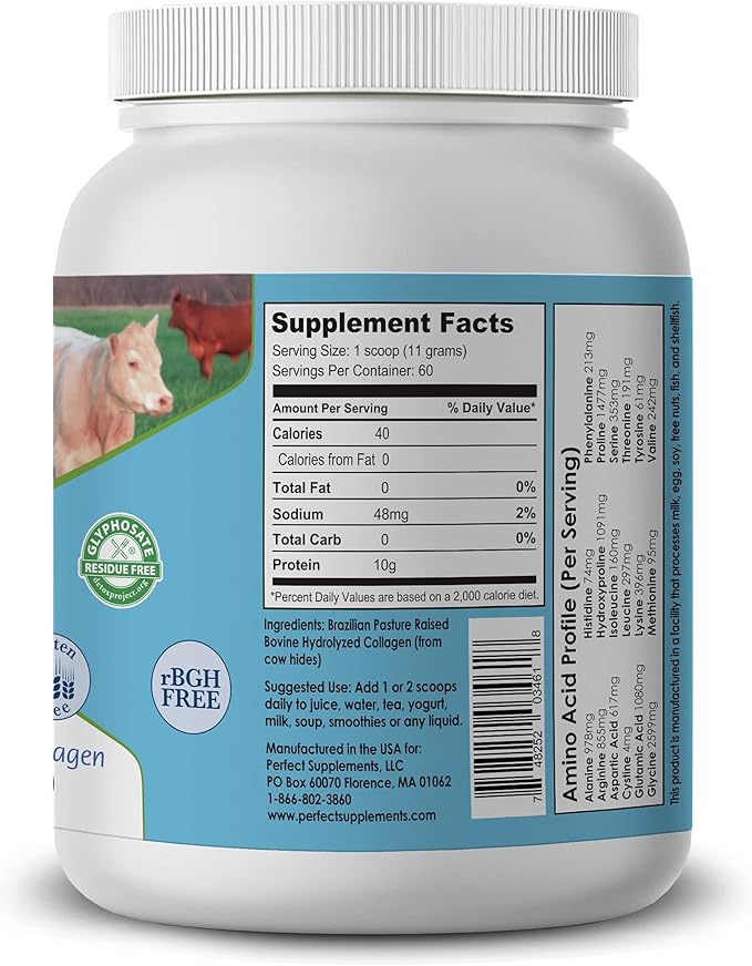 Perfect Supplements – Perfect Hydrolyzed Collagen Powder – 660g – All Natural Collagen - Promotes Healthy Skin – 3 Pack