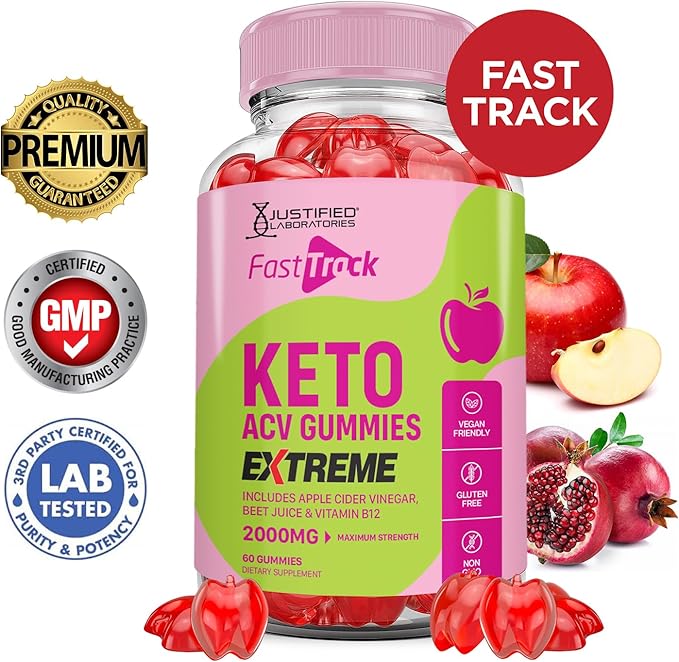 (5 Pack) Fast Track Keto ACV Gummies Extreme 2000MG Fasttrack Keto Gummies Apple Cider Vinegar Formulated with Pomegranate Beet Juice Powder B12 Vegan Non GMO 300 Gummys