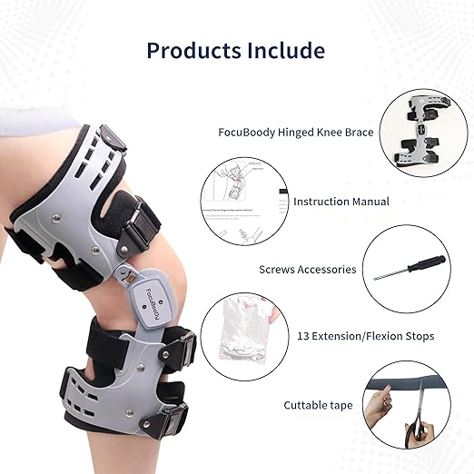 OA Unloader Hinged Knee Brace Support for Osteoarthritis, Rheumatoid Arthritis, Joint Pain | One Size Knee Brace with side stabilizers, Adjustable knee hinged brace (Grey, Left)