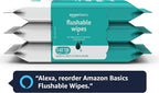 Amazon Basics Adult Wet Wipes Flushable formulated without Fragrance, 126 Count (3 Packs of 42) Packaging May Vary