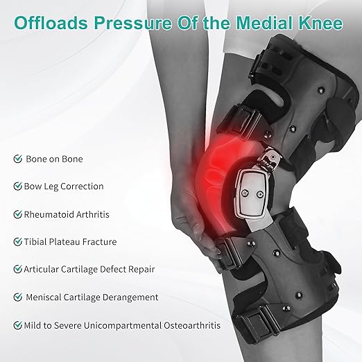 Unloader Knee Brace - Lightweight, Low Profile OA Knee Brace for Arthritis Pain Knee Joint Pain and Support - Premium Knee Support for Medial and Lateral Knee Pain Black(Left Leg)