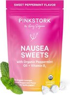 Pink Stork Organic Peppermint Sweets for Morning Sickness and Motion Sickness Support, Added Vitamin B6, 1st Trimester Pregnancy Must Haves - 30 Wrapped Peppermint Candies