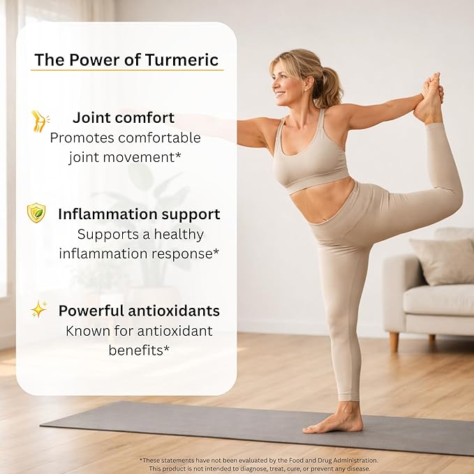 Organic Turmeric Curcumin Supplement Capsules – Made in USA – Extra Strength with BioPerine and 95% Curcuminoids for Joint Health and Healthy Inflammation Support – 60 Vegan Pills