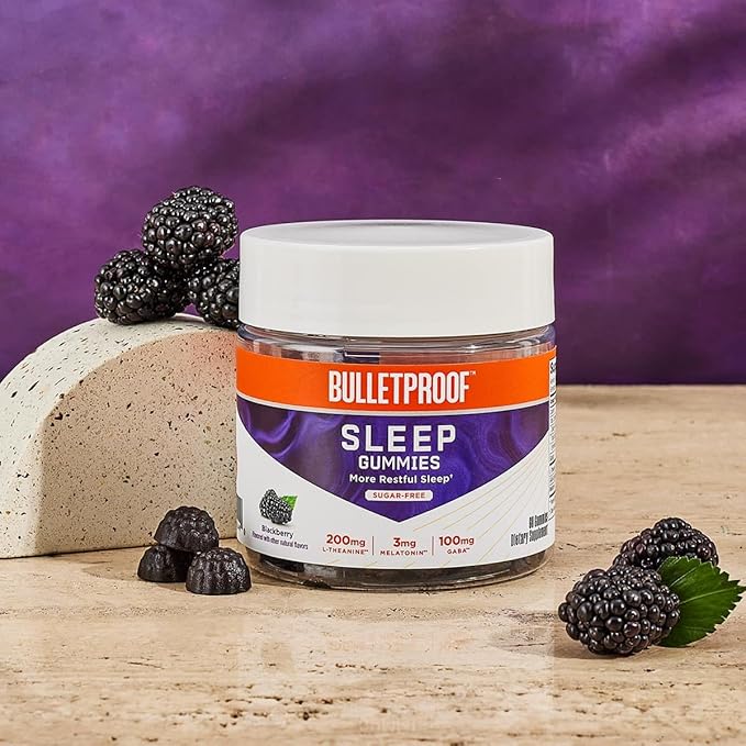 Bulletproof Sugar-Free BlackBerry Flavor Sleep Gummies, 60 Count, Keto Supplement for Sleep Support (Pack of 2)