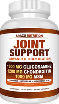 Arazo Nutrition Glucosamine Chondroitin Turmeric Msm Boswellia - Joint Support Supplement for Relief 120 Capsules for Bones, Back, Knees, Hands (120 Capsules)