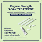Monistat 3-Day Yeast Infection Treatment for Women, 3 Miconazole Vaginal Suppositories & External Itch Relief Cream (9g Tube) Combo Pack