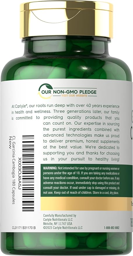 Carlyle Garcinia Cambogia Extract | 180 Capsules | Non-GMO, Gluten Free Supplement