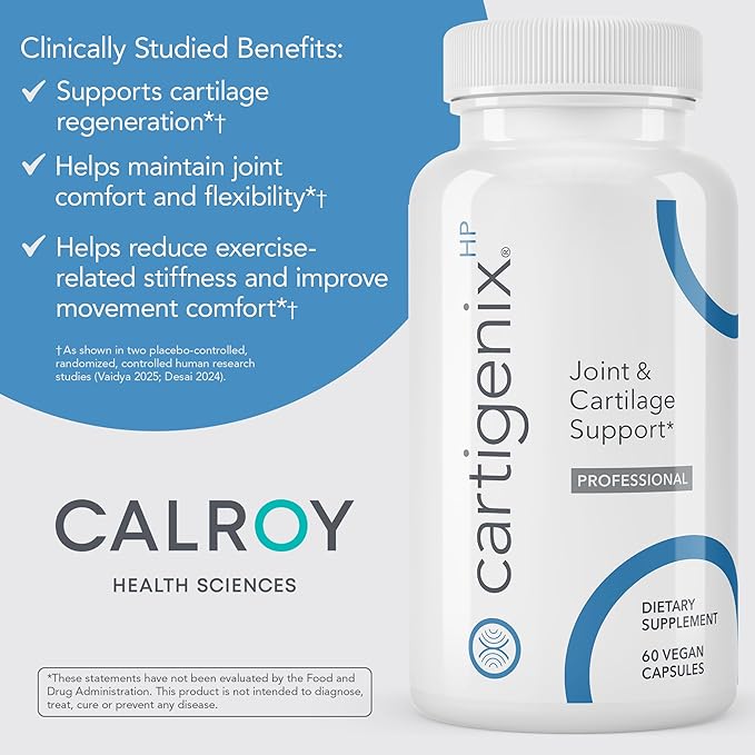 Calroy Cartigenix HP Joint & Cartilage Support Supplement - for Men and Women - Supports Flexibility, Mobility & Comfort – 60 Vegan Capsules