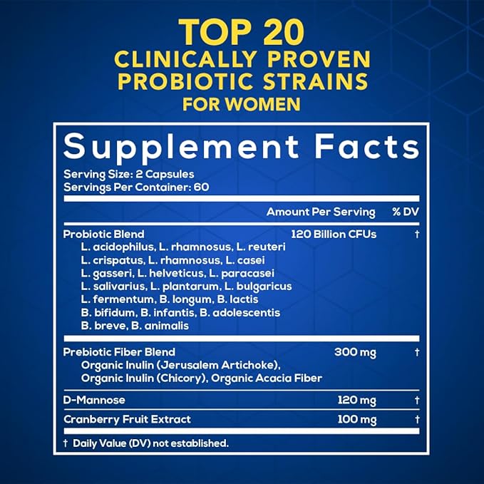 MOM NUTRIX Probiotic for Women - Vaginal, Gut, UT, pH Balance, Feminine & Digestive Health - Prebiotics with Probiotics, Cranberry, D-mannose - Bifidobacterium and Lactobacillus - 120 Capsules
