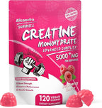 NSF Certified Creatine Gummy - Creatine Monohydrate Gummies 5000mg for Men & Women -120 Gummies Advanced Formula, Muscle Strength, Muscle Builder, Energy Boost, Pre-Workout Supplement-Raspberry