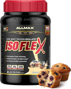 ALLMAX ISOFLEX Pure Whey Isolate Protein Powder - Gluten Free, Low Lactose, Sugar-Free - High-Protein, Clean, Keto-Friendly for Pre Post Workout Supplement for Women and Men | Blueberry Muffin, 2lb
