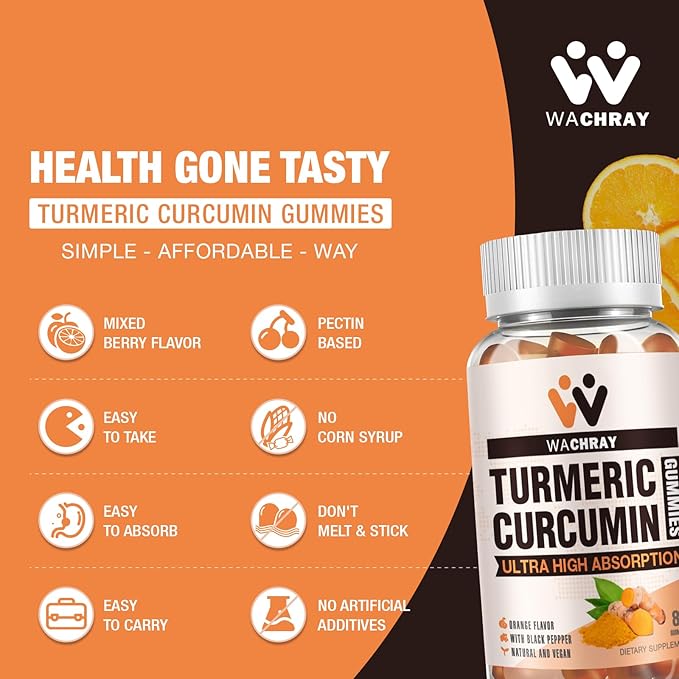 Turmeric Curcumin Gummies with Ginger & Black Pepper Extract - 2 Pack Tumeric Gummy Supplements for Pain Inflammation Joint Weight Health Support - Vegan, Organic, Gelatin-Free - for Adults and Kids
