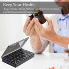 Monthly Pill Organizer, 28 Day Pill Box 1 Time a Day with Dust-Proof Case, Large 4 Weeks a Month Pill Case Container, Daily Vitamin Case Box for Pills/Medicine/Fish Oil/Supplements（Colorful）