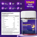 Melatonin Gummies 10mg, 9-in-1 Natural Herbal Sleep Aids for Adults, Sleep Gummies with Magnesium Glycinate, Valerian Root, L-Theanine and Vitamin B6, etc, 45 Days Supply, Non GMO, Berry Flavored