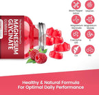 Magnesium Glycinate Gummies 1000mg - 90 Ct | Magnesium Potassium Supplements for Relaxation, Stress Relief, with Vitamin D, B6, CoQ10 for Calm Mood & Sleep Support - Raspberry Gummies