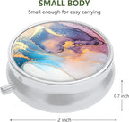 Nipichsha Pill Box, Small Pill Case for Purse & Pocket, Cute Travel Medicine Organizer, Portable Medicine Container Holder to Hold Vitamins, Medication, Fish Oil & Supplement, Ink Pink Marble