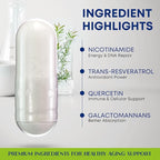 NAD+ Supplement with Nicotinamide Riboside, Trans Resveratrol & Quercetin – NAD Plus Complex for Energy, Brain & Mitochondrial Support – Antioxidant and Longevity Formula for Women & Men – 60 capsules
