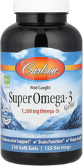 Carlson - Super Omega-3 Gems, 1200 mg Omega-3s, Wild Caught, Sustainably Sourced, 250 soft gels
