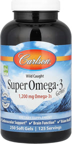 Carlson - Super Omega-3 Gems, 1200 mg Omega-3s, Wild Caught, Sustainably Sourced, 250 soft gels