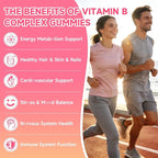 Vitamin B Complex Gummies for Women & Men - Vitamin B12, B1, B2, B3, B5, B6, B-Complex Vitamin Supplements for Energy & Immune Support, Sugar-Free/Vegan, Raspberry Flavor 120 Count