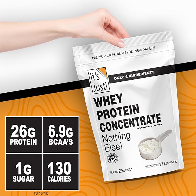 It's Just! - 100% Whey Protein Concentrate, Made in USA, Premium WPC-80, No Added Flavors or Artificial Sweeteners (2.5 Pound, Unflavored)