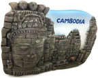 WitnyStore Tiny 2¾" Bayon Temple Angkor Thom Cambodia Magnet - Miniature Hand Made Resin 3D Asia Landmark Tourist Attractions Decorative Refrigerator Fridge Magnets Collectible Traveler Souvenir Gifts