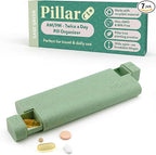 Pillar AM/PM Pill Box Organizer Two Times a Day | Aesthetic 7 Day Tablet Organizer 2 Times A Day | Beautiful Weekly Pill Box for Day and Night Medication (Sage Green)