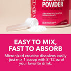 Creatine for Women - Formulated for Women - 3g Micronized Creatine Monohydrate Per Serving to Support Energy, Lean Muscle Mass, and Mental Clarity - Unflavored, Vegan, Non-GMO, 100 Servings