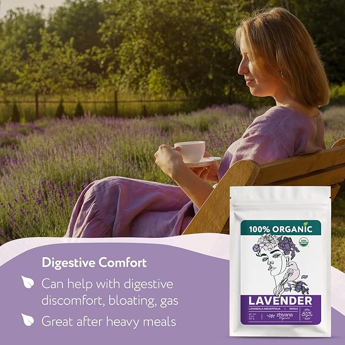 Culinary Lavender Flowers Organic - Dried Food Grade Lavender for Drinks, Cooking & Baking - Edible & Aromatic – Té de Lavanda Natural - 3oz.