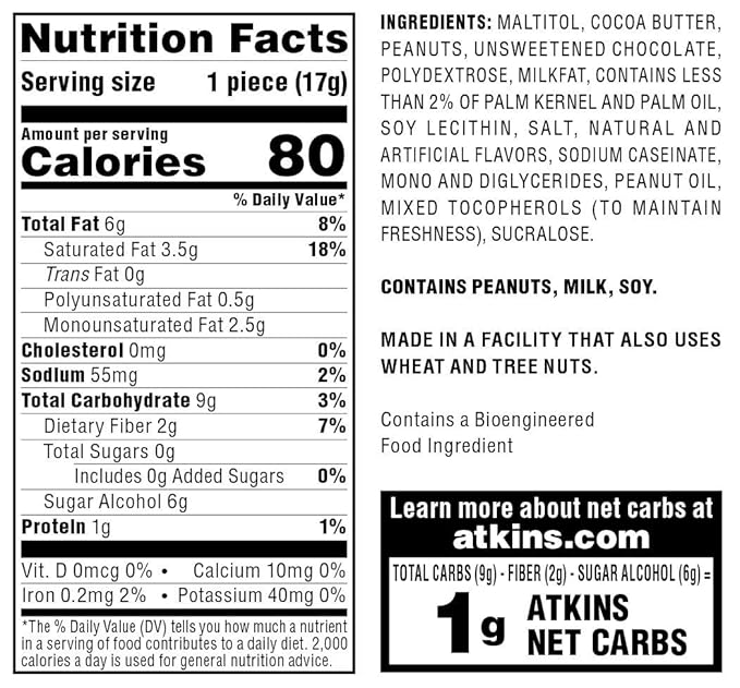 Atkins Caramel Almond Clusters, Gluten Free, High in Fiber, 1g Sugar, 2g Net Carb, Keto Friendly, 20 Count & Endulge Peanut Butter Cups, Dessert Favorite, Low Carb, 0g Sugar, 20 Count